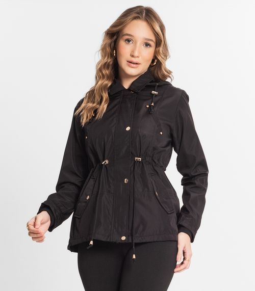 Parka Feminina Com Capuz Peluciada Sea Surf Preto