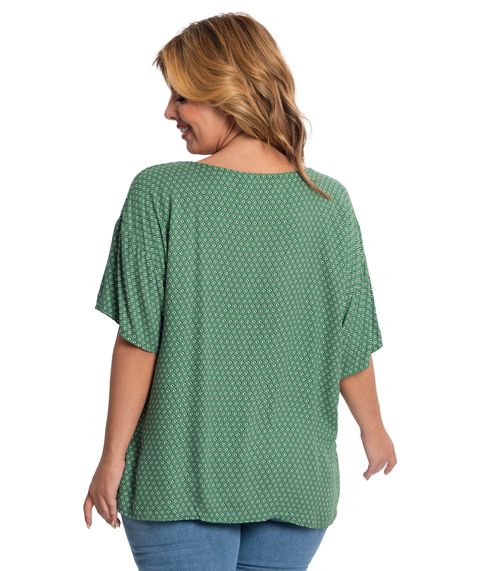 Camisa Feminina Plus Size Estampada Secret Glam Verde
