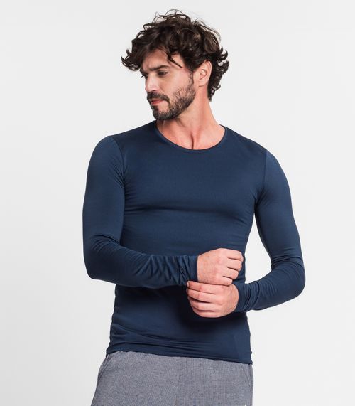 Camiseta Térmica Com Fleece Interno Diametro Azul