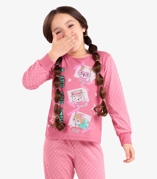 Pijama Infantil Menina Em Meia Malha Rovi Kids Rosa