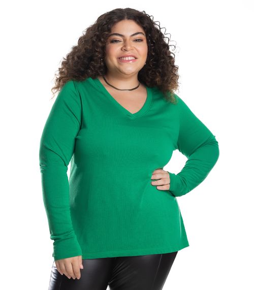 Blusa Manga Longa Visco Tricot Secret Glam Verde