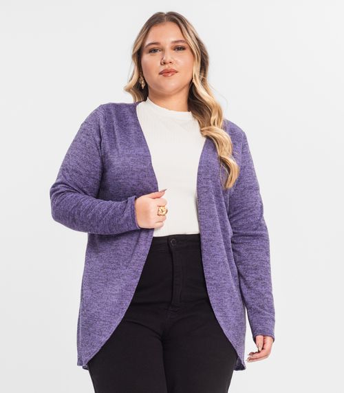 Cardigan Feminino Plus Alongado Infinita Cor Roxo