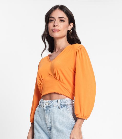 Blusa Feminina Manga 3/4 Rovitex Laranja
