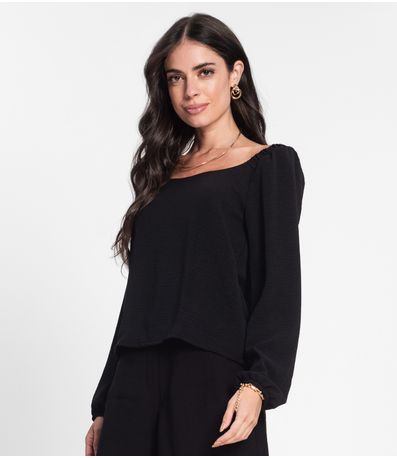 Blusa Feminina Manga 7/8 Rovitex Preto