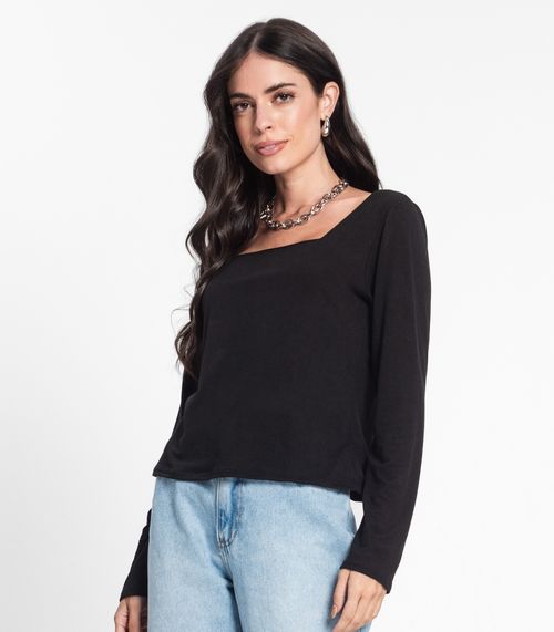Blusa Feminina Manga Longa Rovitex Preto