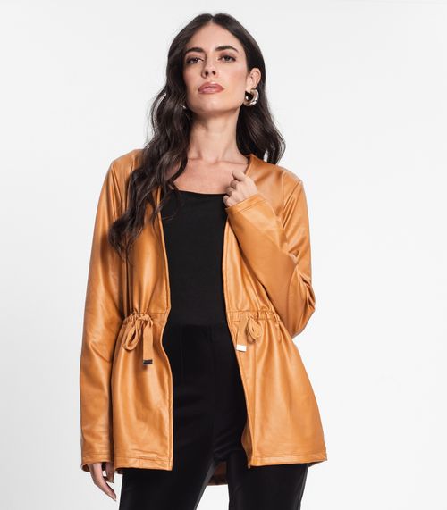 Parka Feminina Em Cirrê Rovitex Marrom