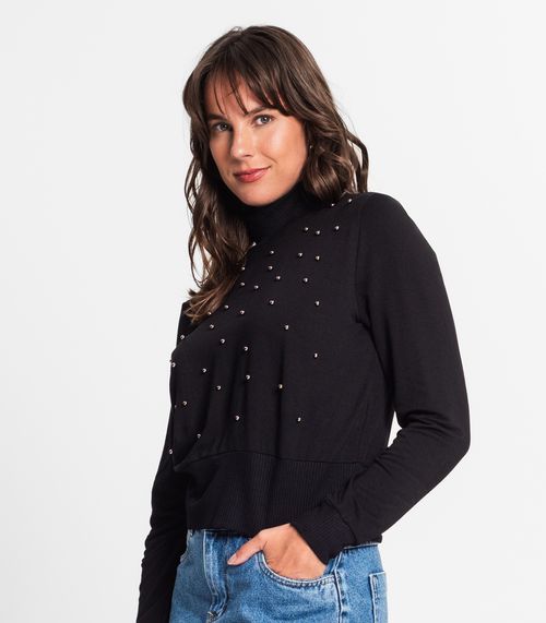 Blusão Feminino Em Molecotton Rovitex Preto