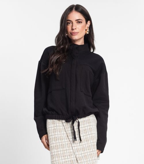 Jaqueta Feminina Em Moletom Rovitex Preto