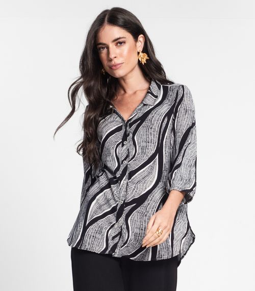 Camisa Feminina Manga Longa 7/8 Rovitex Preto