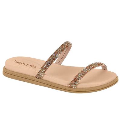 Tamanco Flats Beira Rio Camel e Nude Feminino