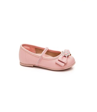 Sapatilha Bico Redondo Molekinha Rosa e Prata Infantil Feminina