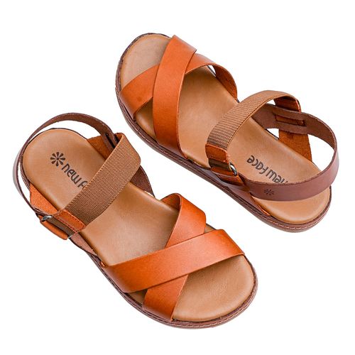 Sandália Flats New Face Damasco e Âmbar Feminina
