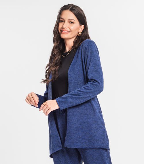 Cardigan Feminino Alongado Infinita Cor Azul