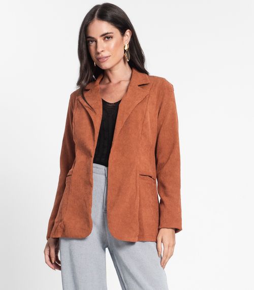 Blazer Feminino De Veludo Cotelê Misso Marrom