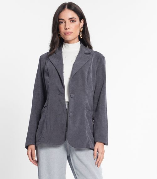 Blazer Feminino De Veludo Cotelê Misso Cinza