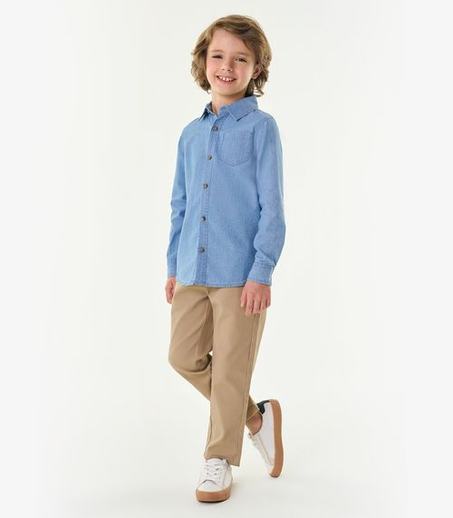 Calça Infantil Masculina Em Sarja Trick Nick Marrom