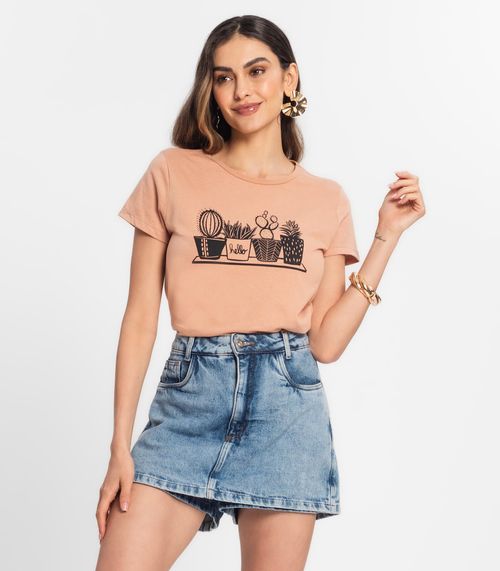Blusa T-Shirt Feminina Estampada Select Bege