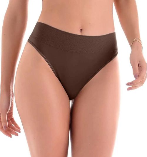 Calcinha Tanga Cós Largo sem Costura Zee Rucci Marrom