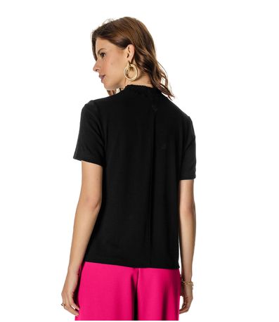 Blusa Feminina Com Gola Dupla Visco Tricot Rovitex Preto