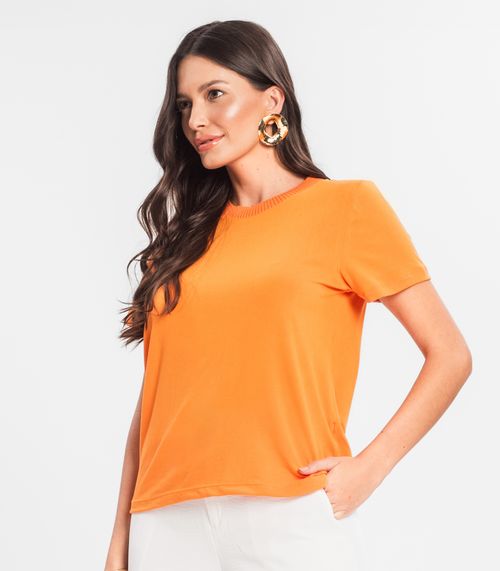 Blusa Feminina Manga Curta Rovitex Laranja