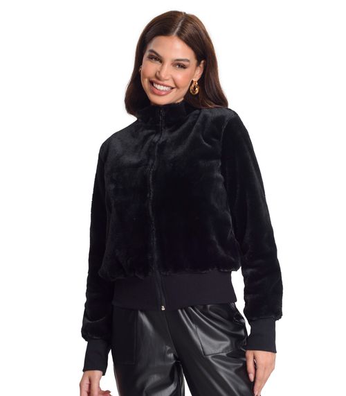 Jaqueta Feminina Pelo Sintético Rovitex Preto