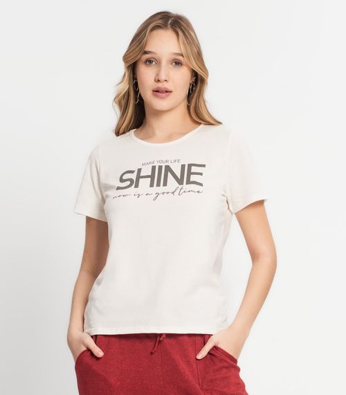 T- Shirt Feminina Estampada Select Bege