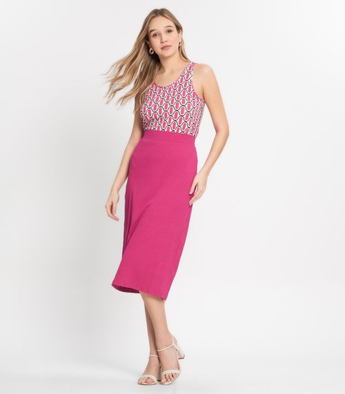 Saia Midi Canelada Select Rosa