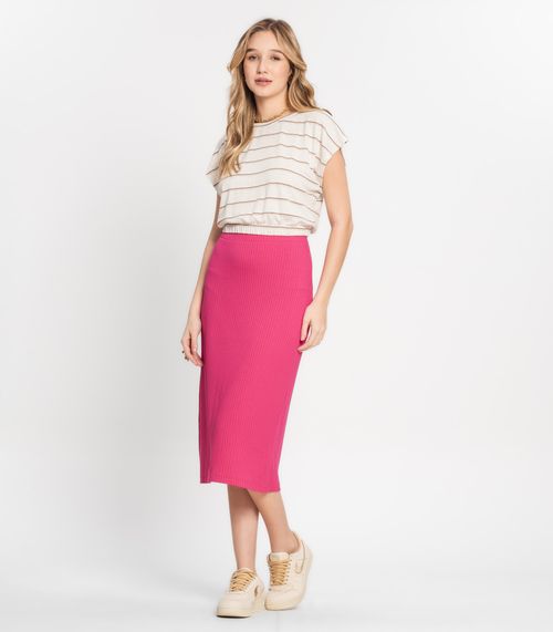 Saia Midi Canelada Select Rosa