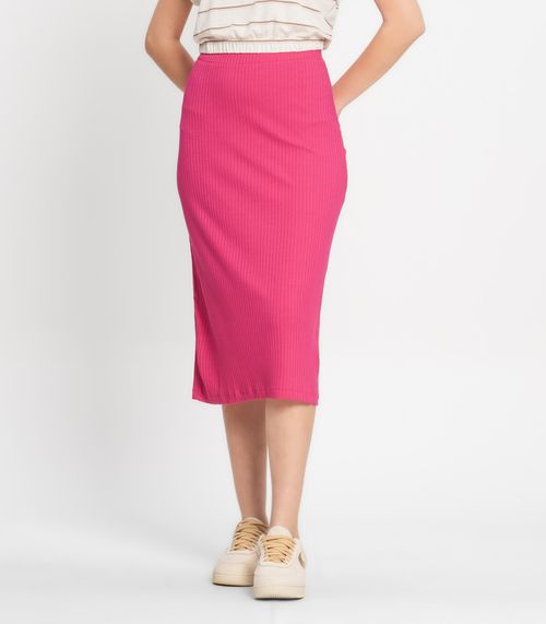 Saia Midi Canelada Select Rosa