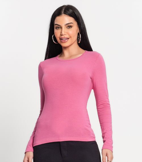 Blusa De Cotton Básica Feminina Kohmar Rosa