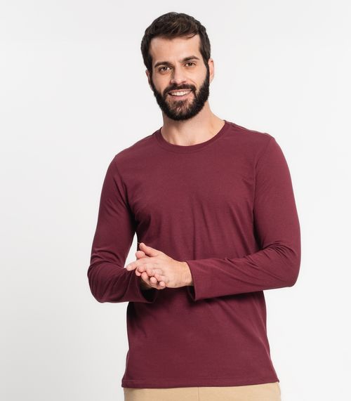 Camiseta Manga Longa Masculina  Meia Malha Kohmar Vermelho