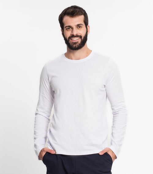 Camiseta Manga Longa Masculina  Meia Malha Kohmar Branco