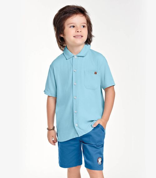 Bermuda Infantil Em Sarja Trick Nick Azul