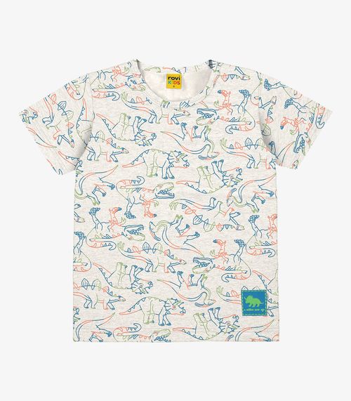 Camiseta Infantil Dinossauros Rovi Kids Cinza