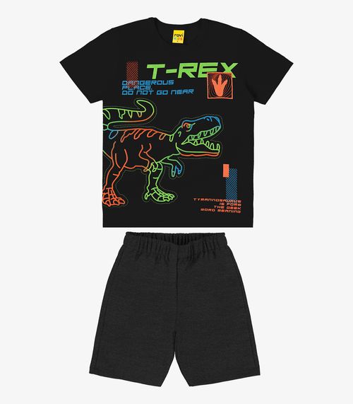 Conjunto Camiseta Com Bermuda Rovi Kids Preto