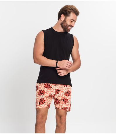 Shorts Masculino Estampado Microfibra Rovitex Laranja