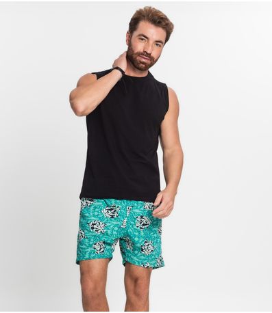 Shorts Masculino Estampado Microfibra Rovitex Verde