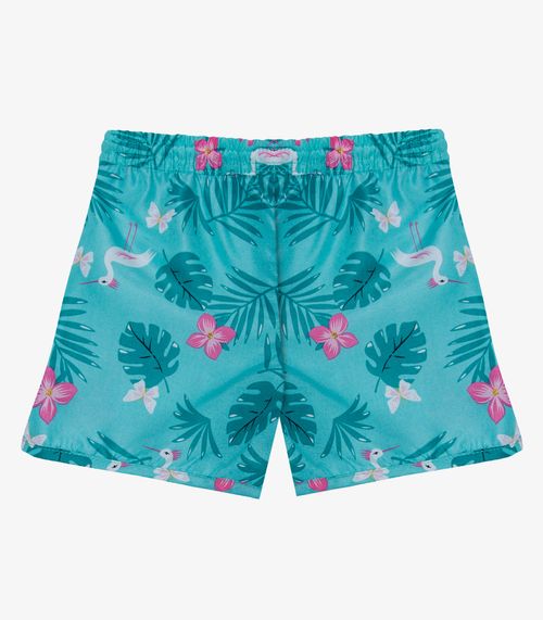 Shorts Feminina Tactel Estampado Rovitex Kids Verde