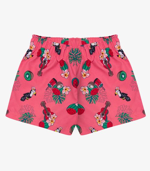 Shorts Feminina Tactel Estampado Rovitex Kids Laranja