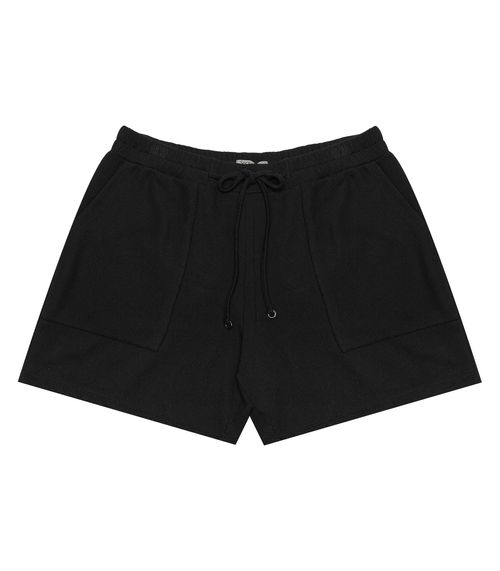 Shorts Feminino Plus Size Em Moletinho Secret Glam Preto