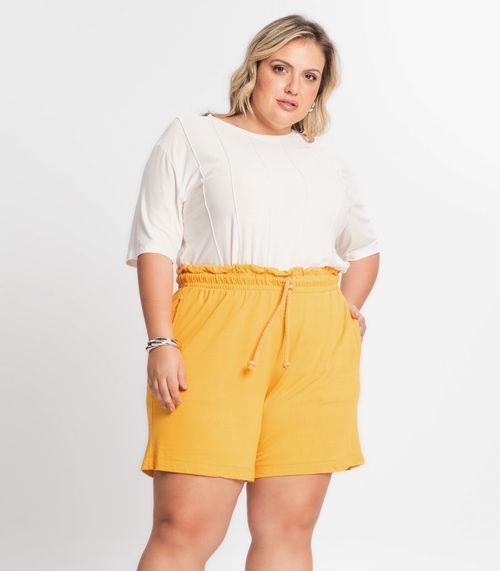 Shorts Feminino Plus Size Secret Glam Amarelo