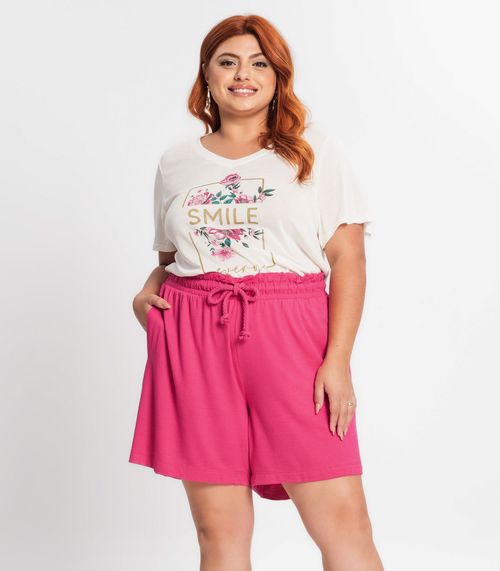 Shorts Feminino Plus Size Secret Glam Rosa