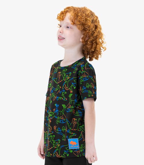 Camiseta Infantil Dinossauros Rovi Kids Preto