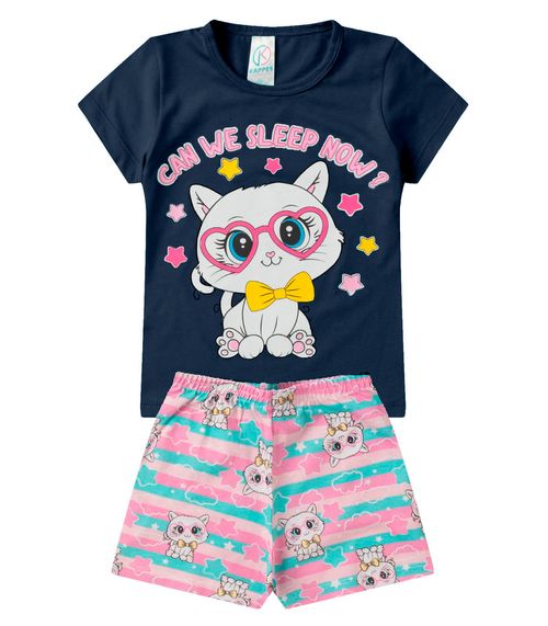 Pijama Infantil Menina Brilha no Escuro Kappes Azul