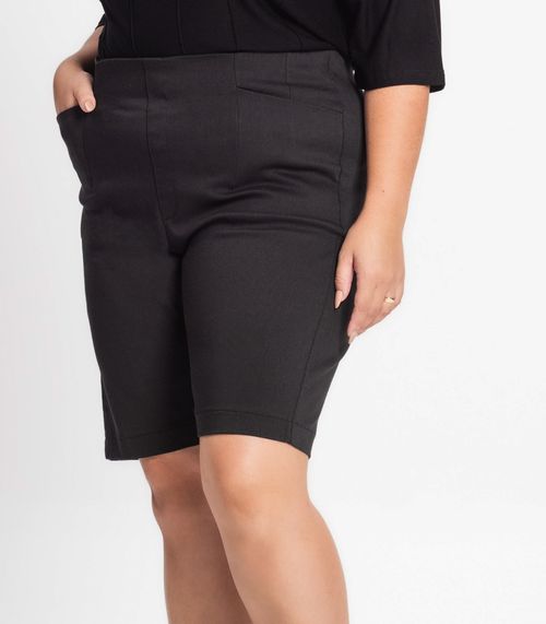 Bermuda Plus Size Em Bengaline Secret Glam Preto