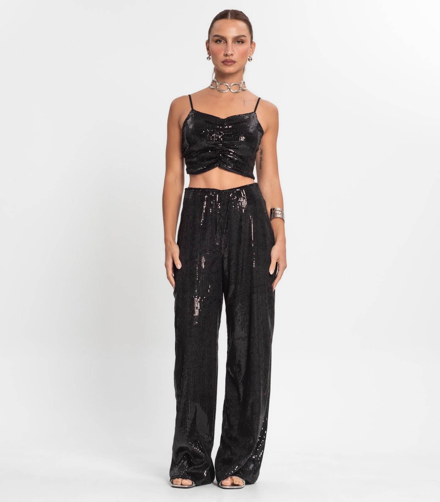 Paetê CalÃ§a Flare Brilhosa Calça Pantalona CalÃ§a Brilhosa Calça