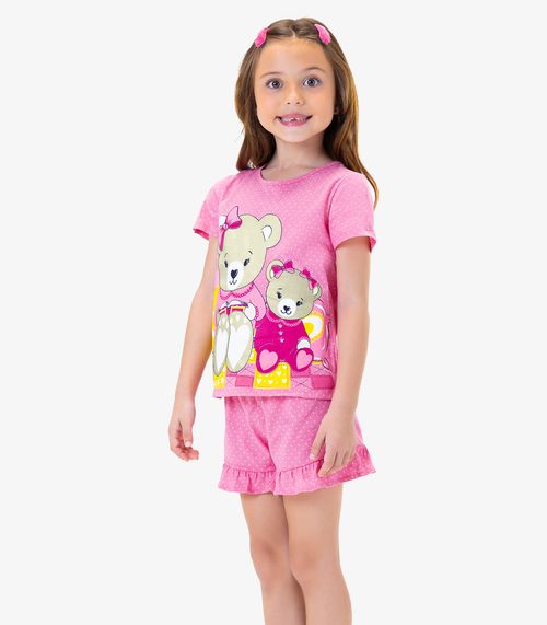 Pijama Infantil Menina Ursinhos Rovi Kids Rosa