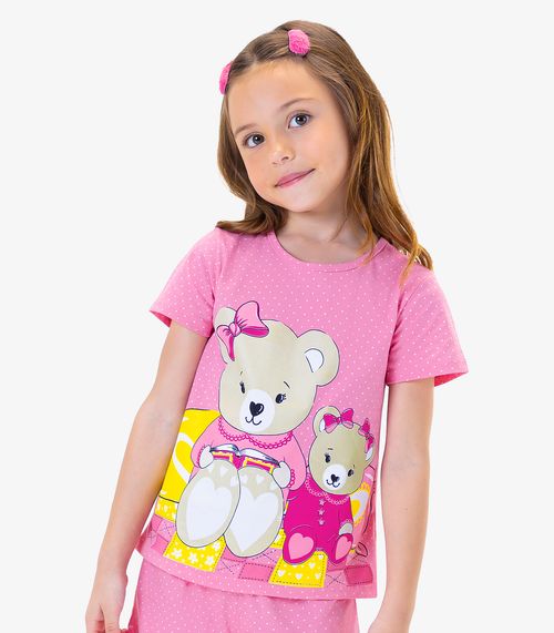 Pijama Infantil Menina Ursinhos Rovi Kids Rosa