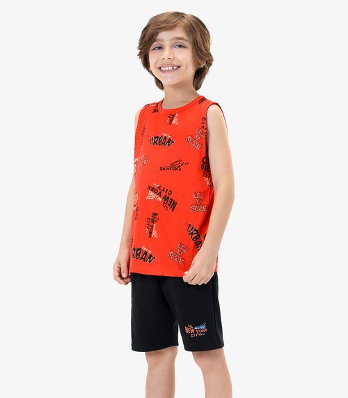 Conjunto Infantil Regata Com Bermuda Rovi Kids Laranja