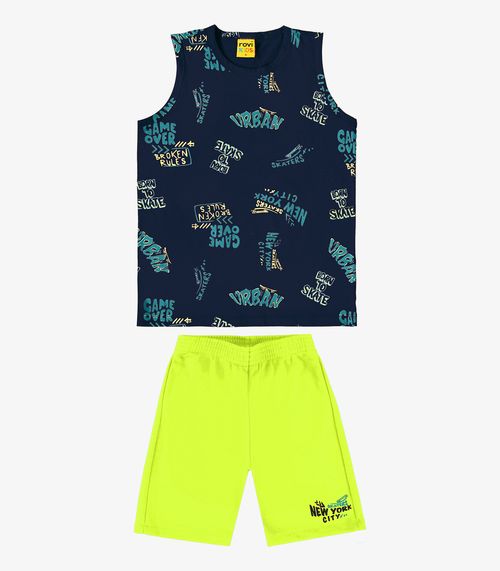 Conjunto Infantil Regata Com Bermuda Rovi Kids Azul